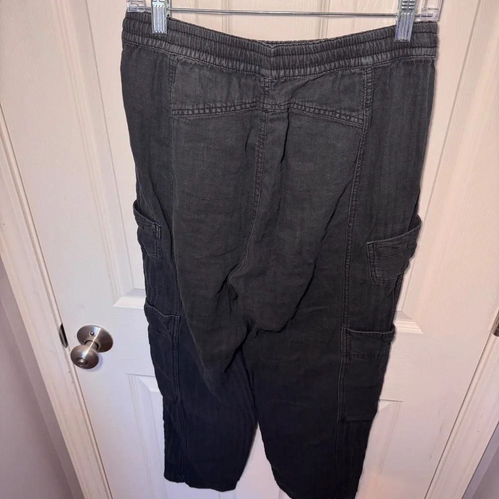 Free People Linen Blend Black Cargo Pants
